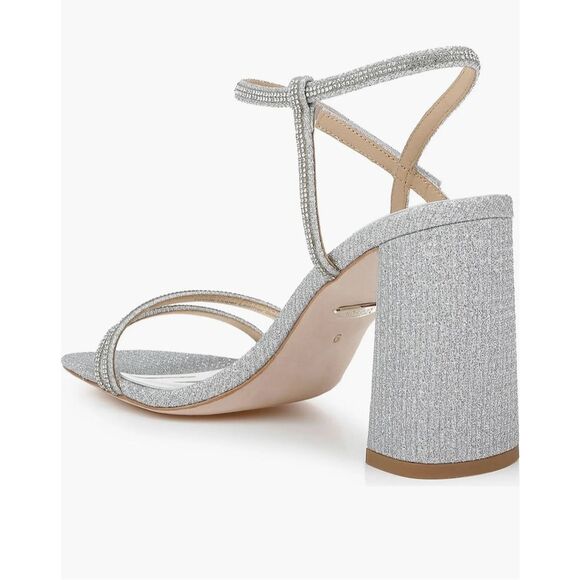 Badgley Mischka Collection Rebekah Block Heel Sandal in Silver - Picture 3 of 15